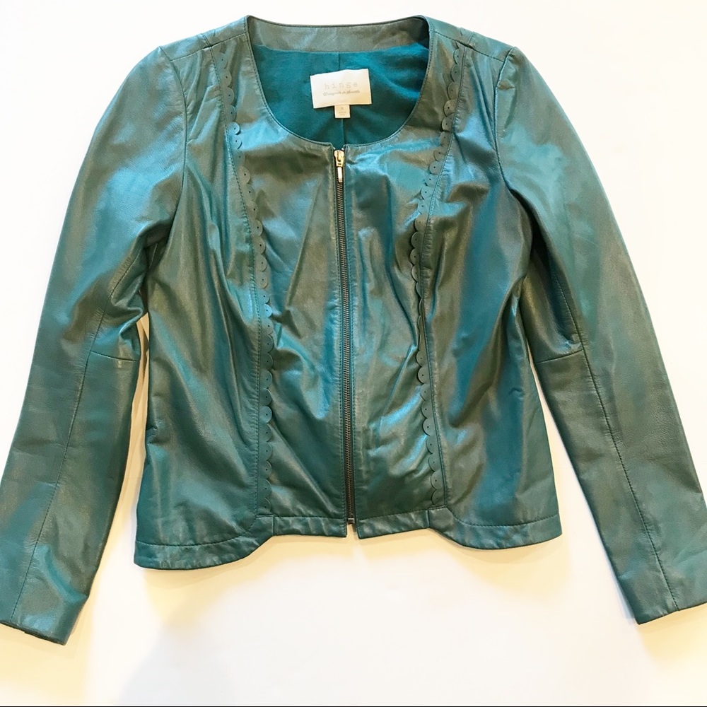 Hinge Teal Leather Jacket